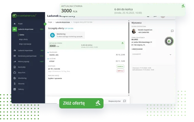 Oferty aukcyjne - zrzut ekranu platformy